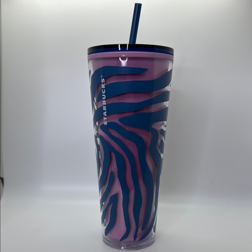 Starbucks Vibrant Blue and Purple Zebra Tumbler